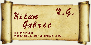 Milun Gabrić vizit kartica